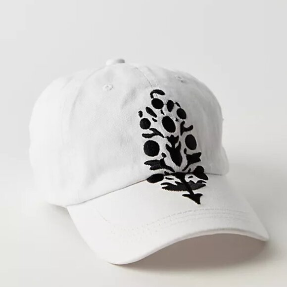 Free People Movement Big Buti White Baseball Cap with Floral Logo Design OS - Picture 1 of 9